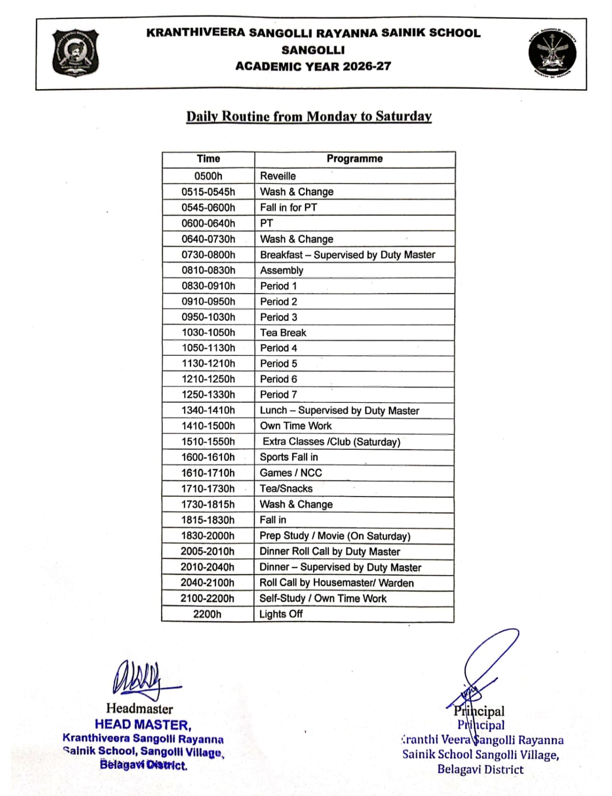 School Routine